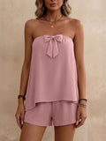 Bowknot Tube Top & Shorts Set - bow detail two-piece set, view 1