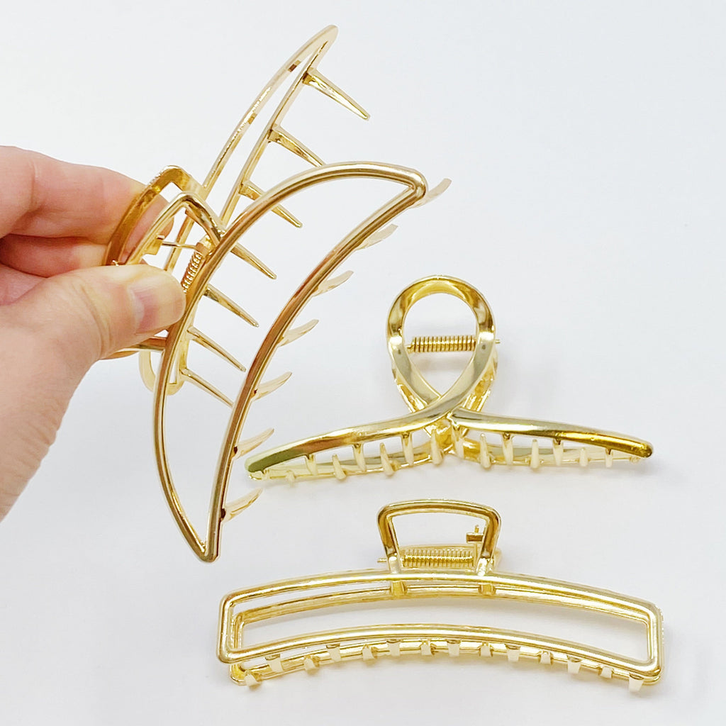 Gold Mine Hair Claw Set Of 3 - flat lay all three claws