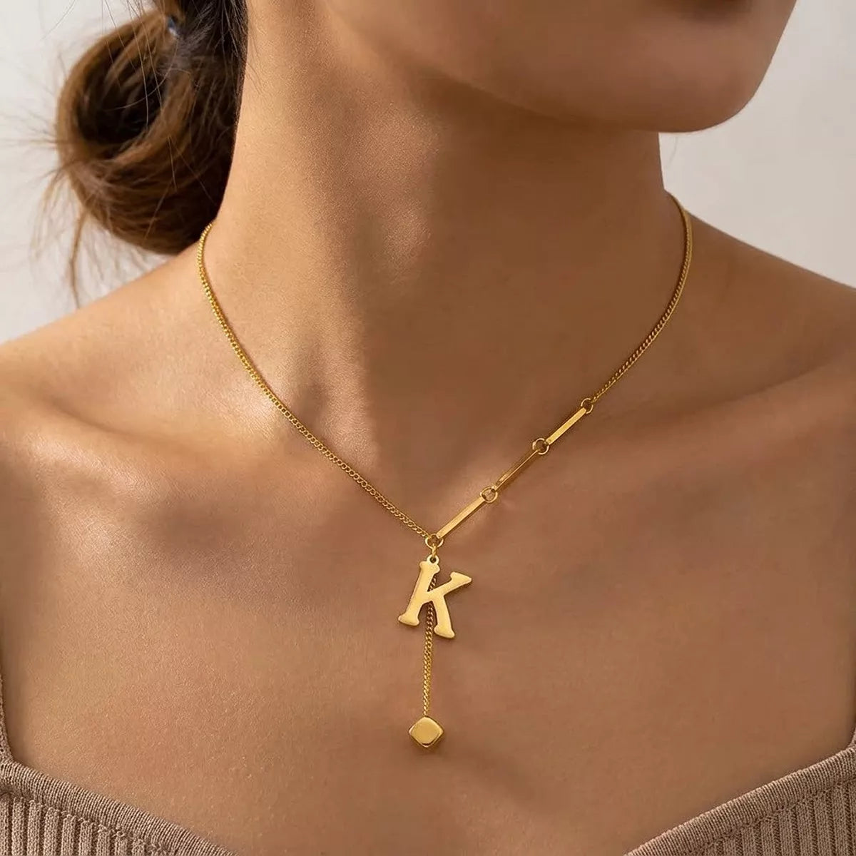 18K gold-plated initial pendant necklace, letters A-Z - view 13