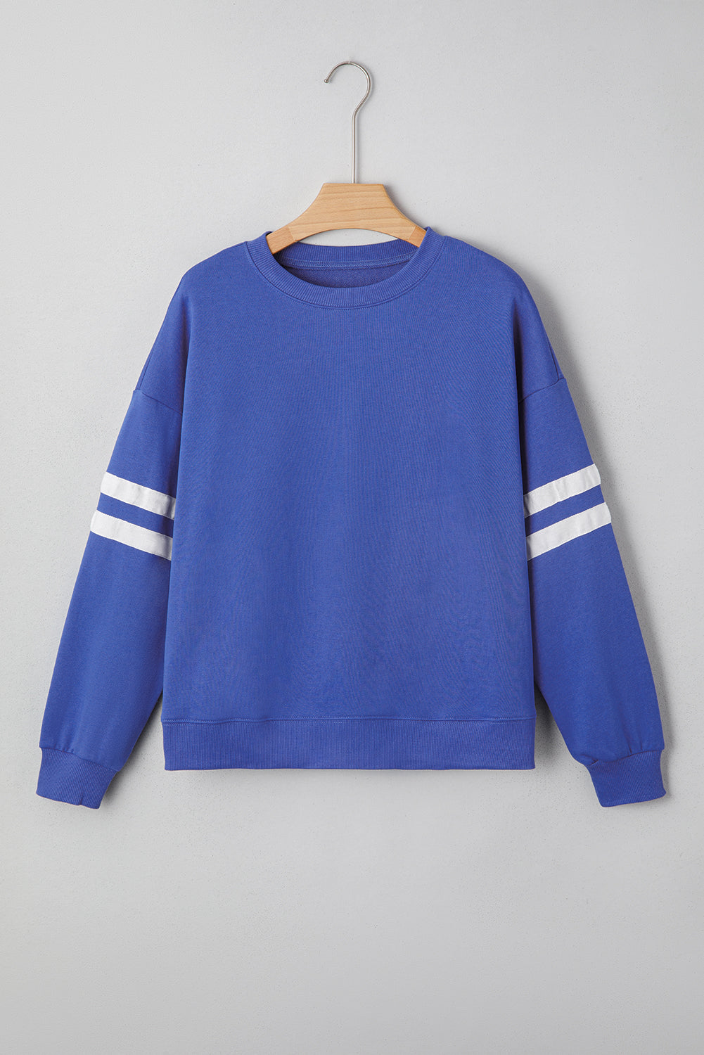 Varsity stripe sweatshirt ribbed cuff detail