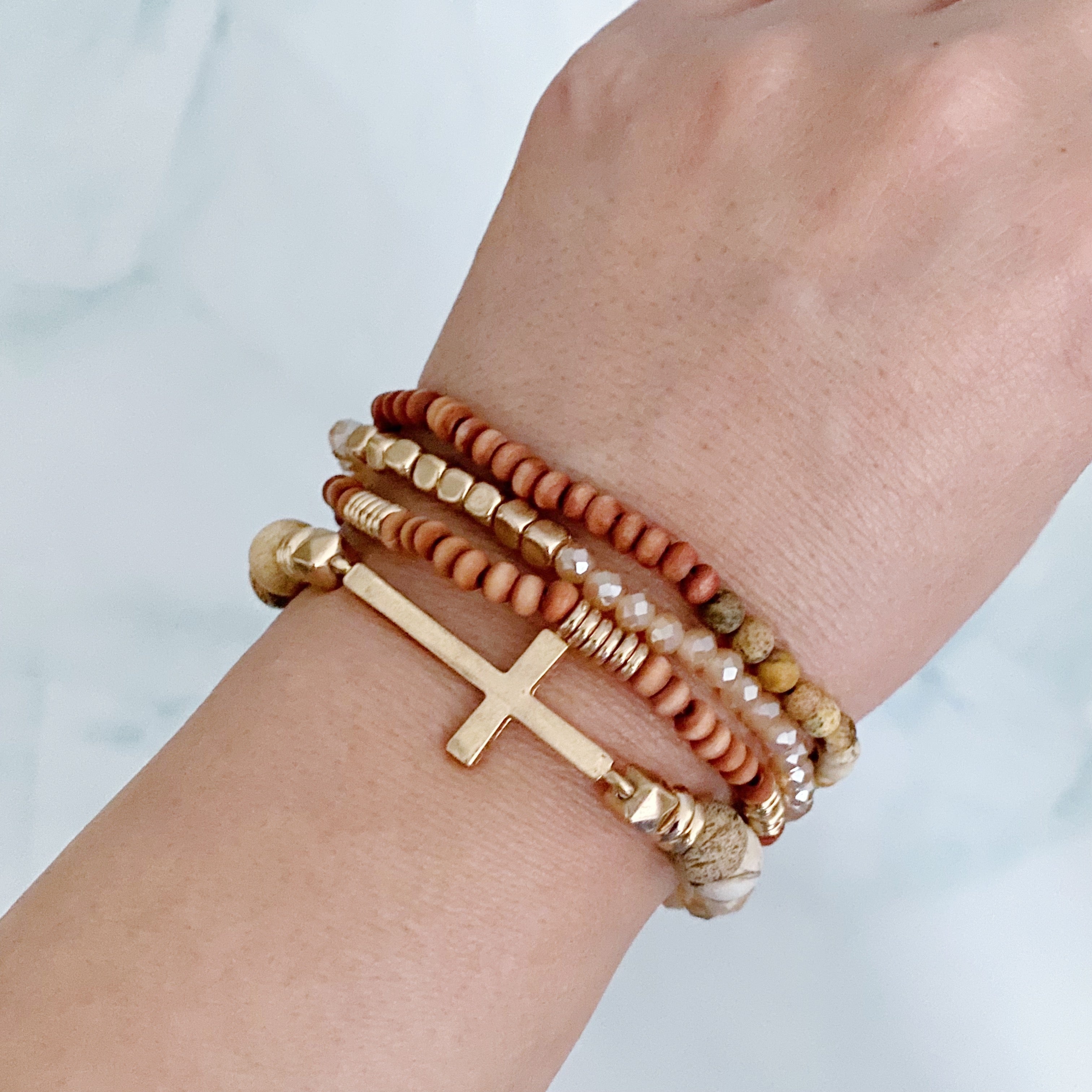Stone And Wooden Beads Bracelet