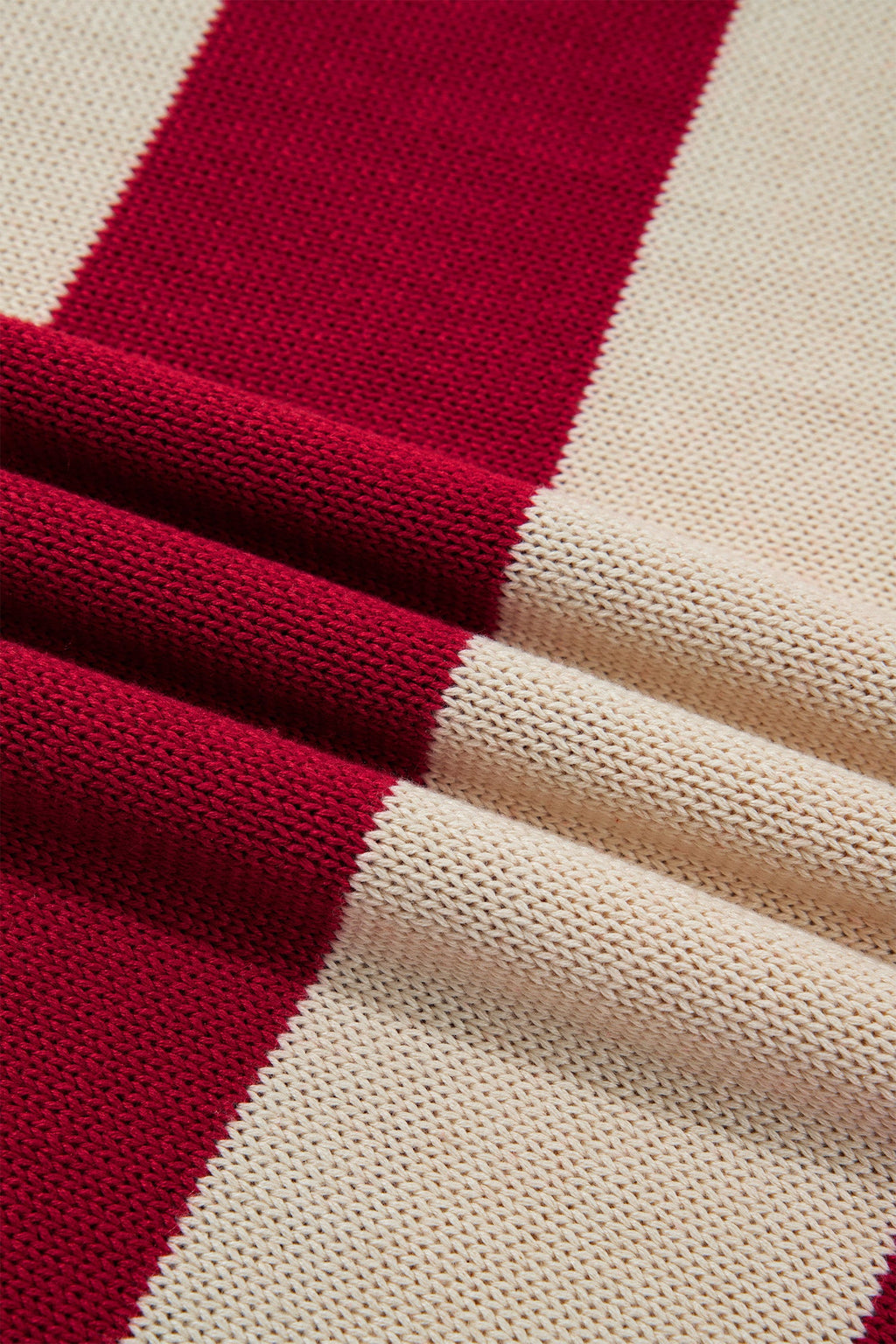Stripe Ribbed Trim Turtleneck Sweater - styled view