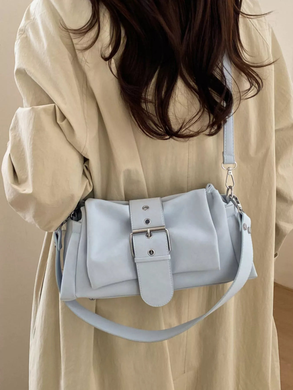 Buckle Detail Crossbody Bag - PU leather crossbody bag, view 8