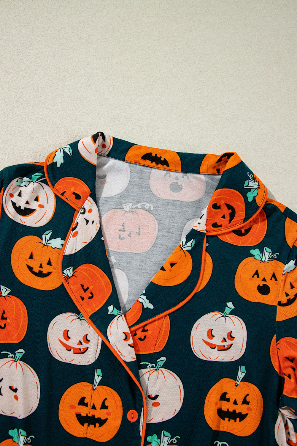 Halloween Pumpkin Shirt and Pants Pajama Set in Orange, back view