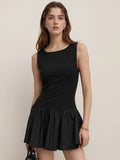 Sleeveless Ruched Mini Tank Dress - ruched tank mini dress, view 1