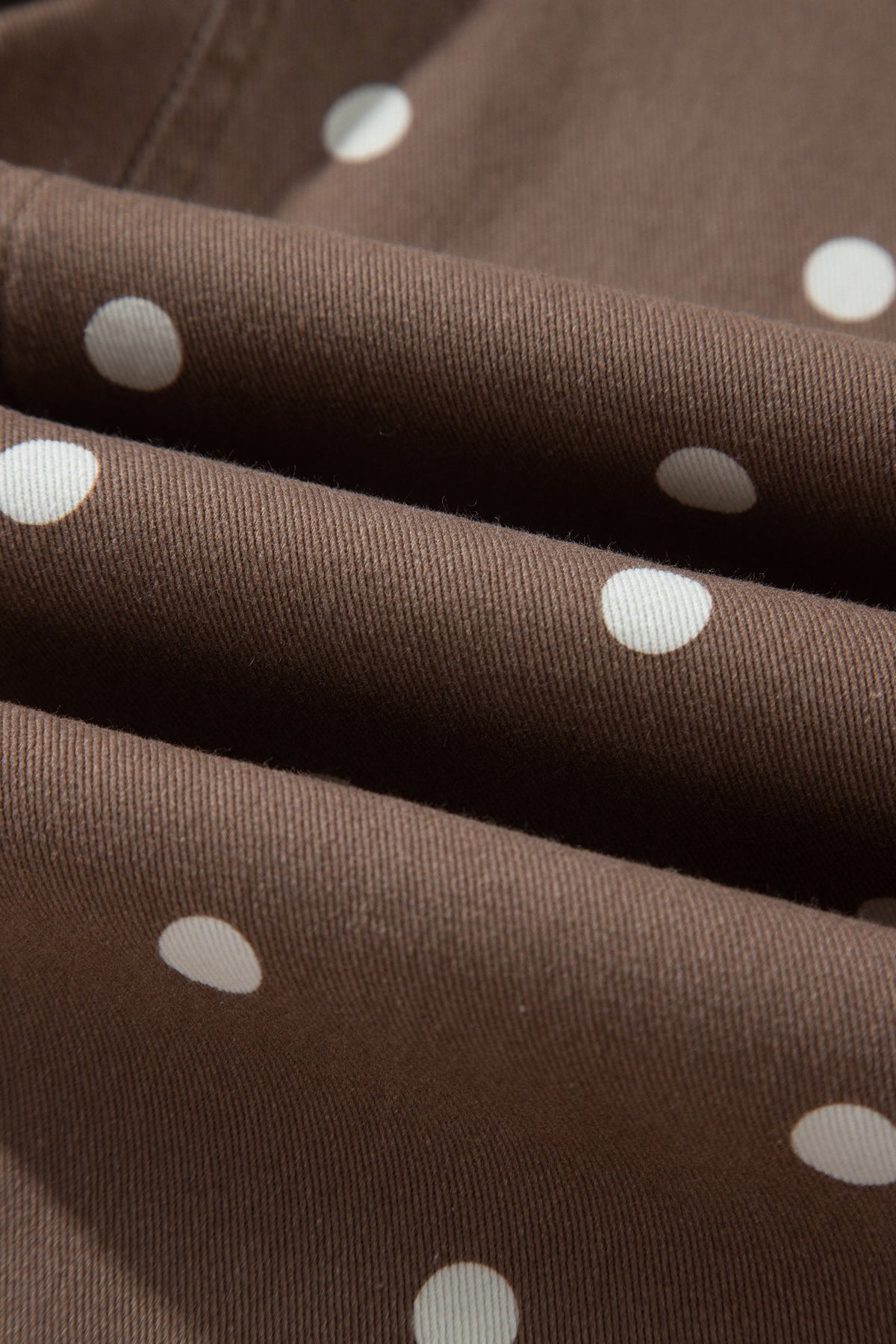 Polka Dot Denim Barrel Leg Jeans in brown, back view