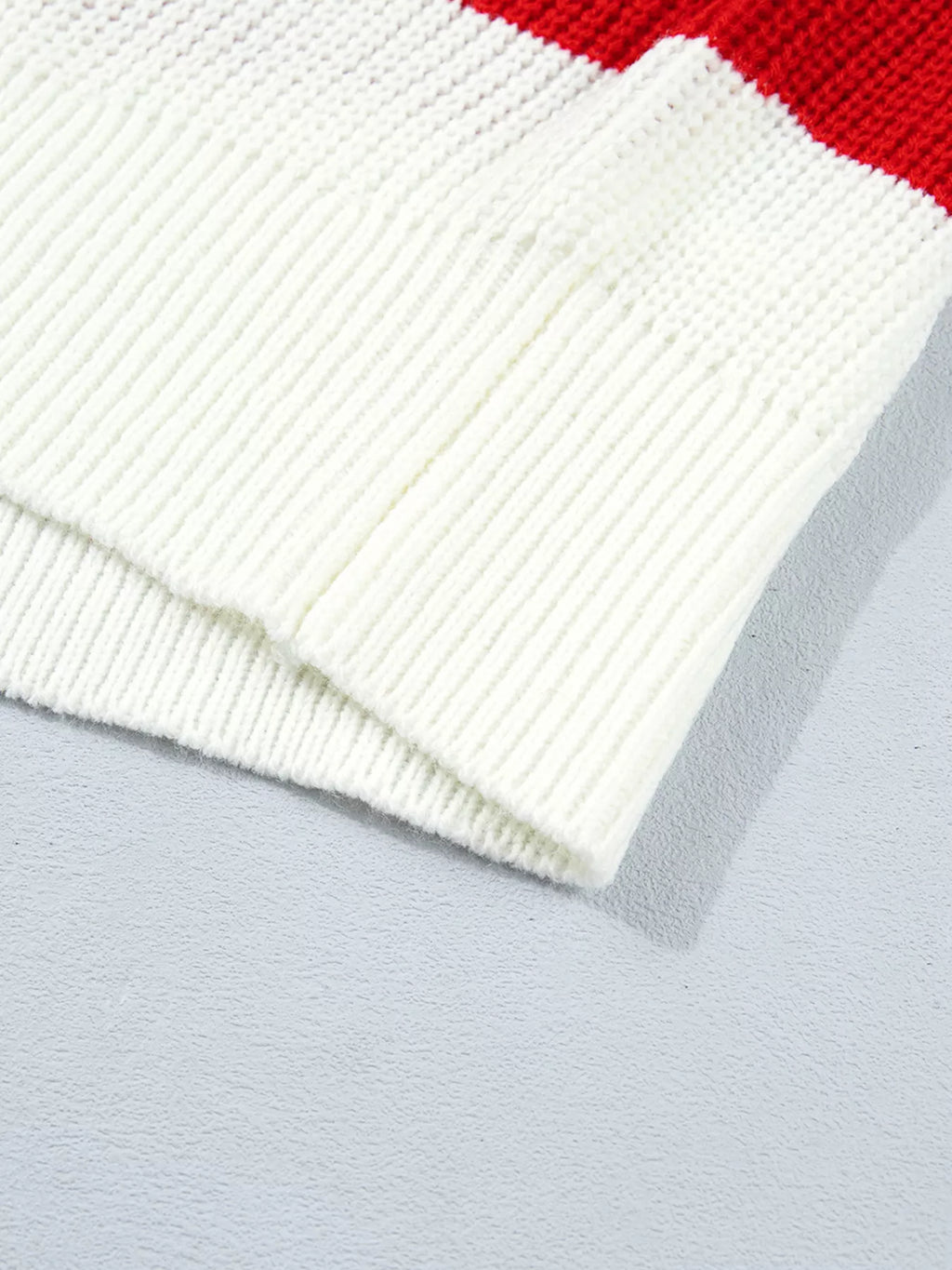 Scarlet striped MERRY Christmas sweater with drop shoulder - view 13