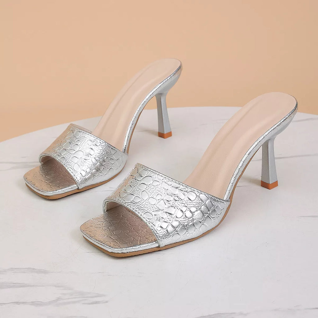 Open Toe Flare Heels Sandals - size chart