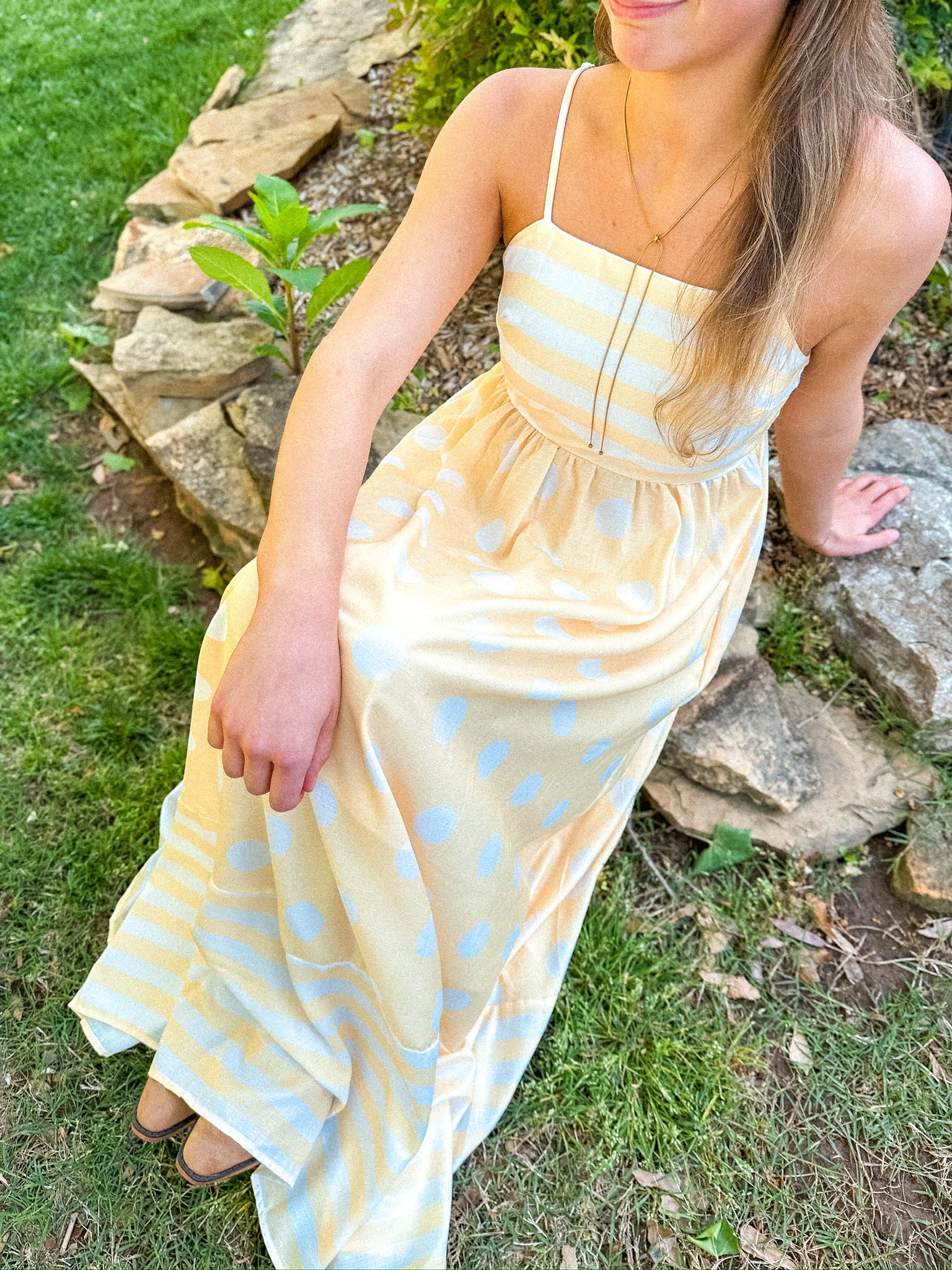 Polka Dot Square Neck Cami Dress