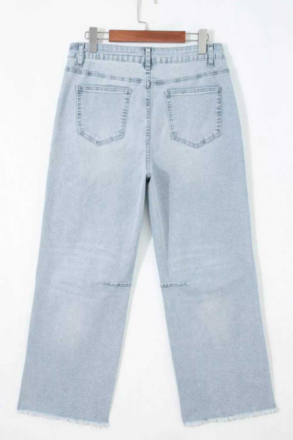 Star-Embellished Cropped Jeans in Light Blue - full length styled view