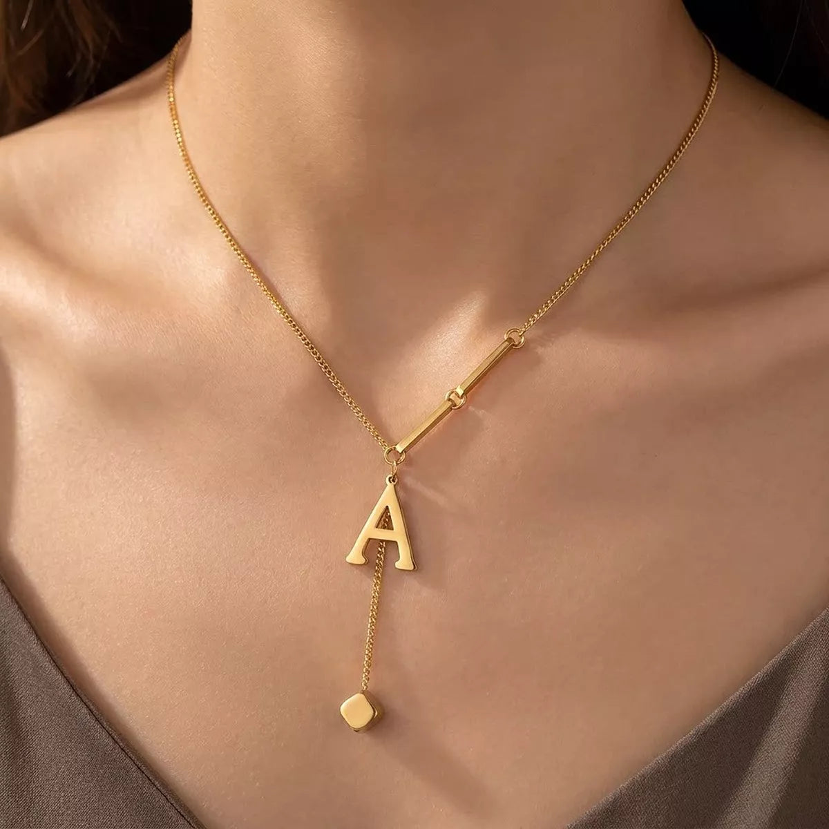 18K gold-plated initial pendant necklace, letters A-Z - view 1