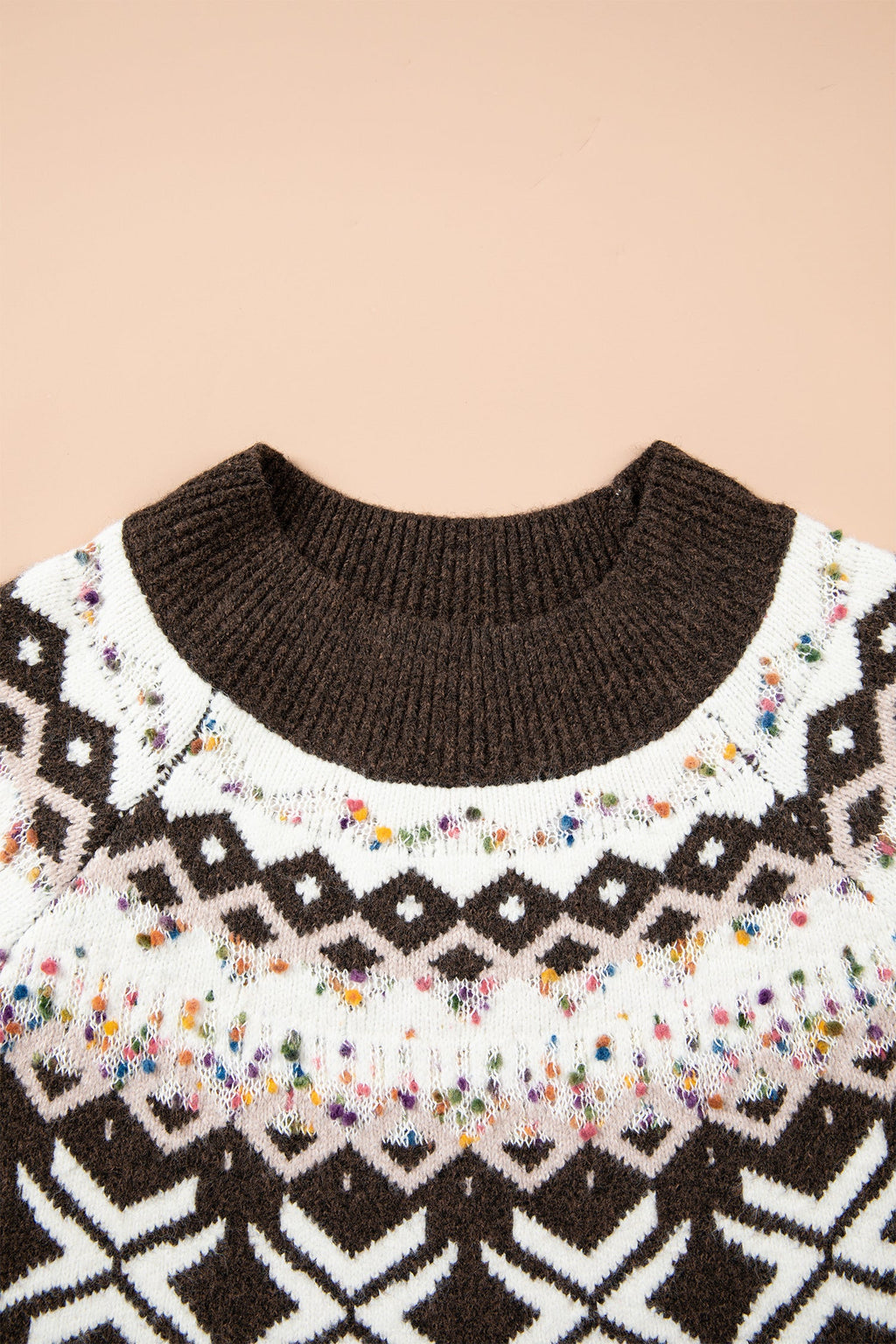 Christmas Fair Isle Raglan Sweater in chicory coffee and red dahlia, additional view 1