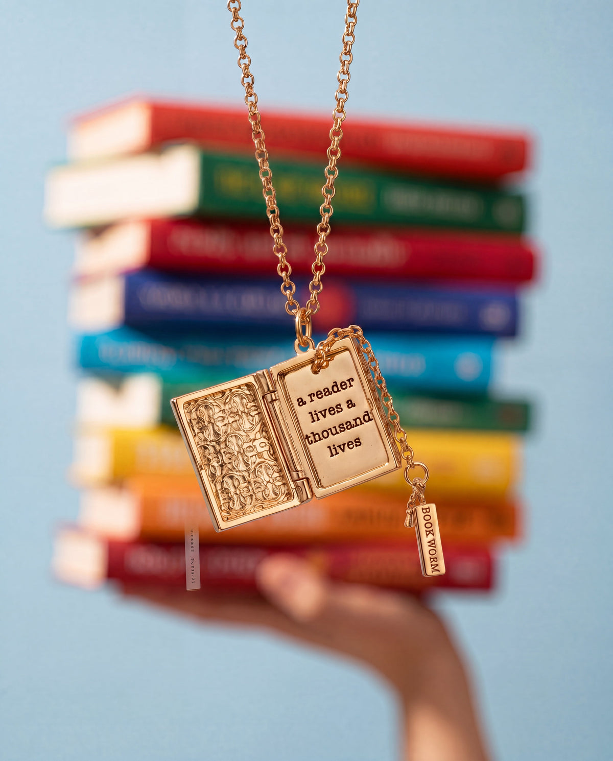 Book Club Locket Pendant Necklace detail