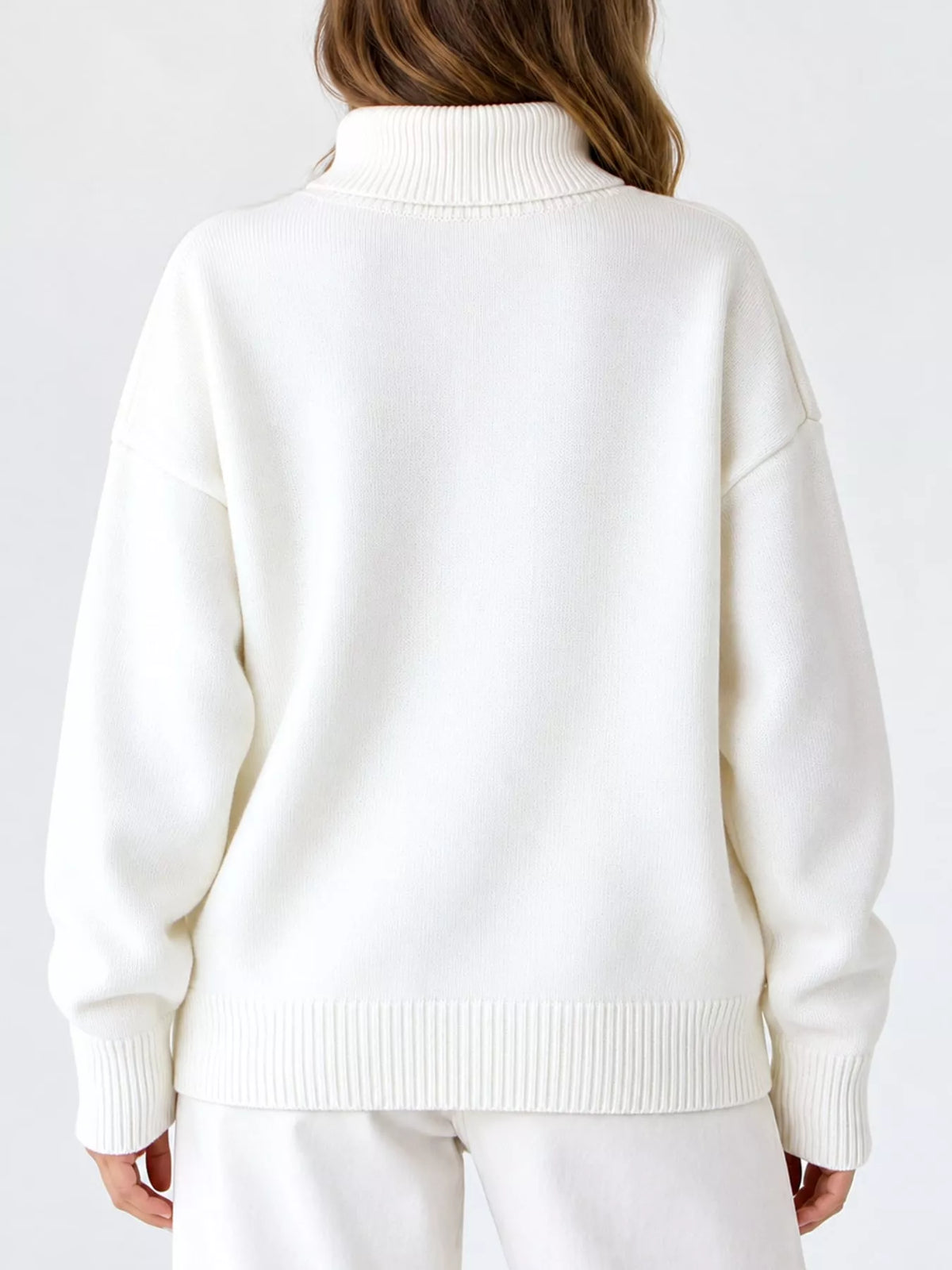 Oversized turtleneck sweater with dropped shoulders - view 4