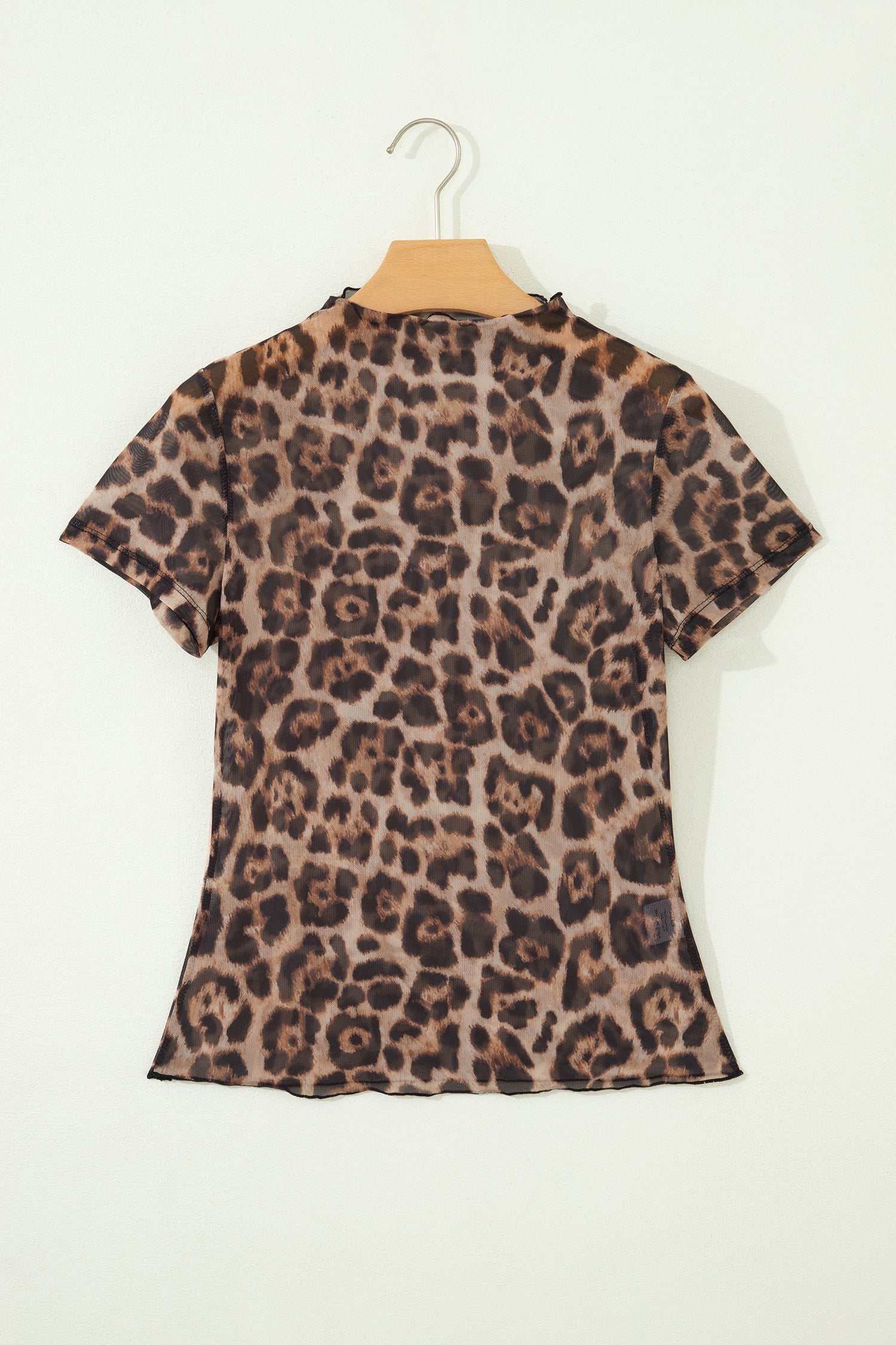 Western & Leopard Mesh Short Sleeve Top