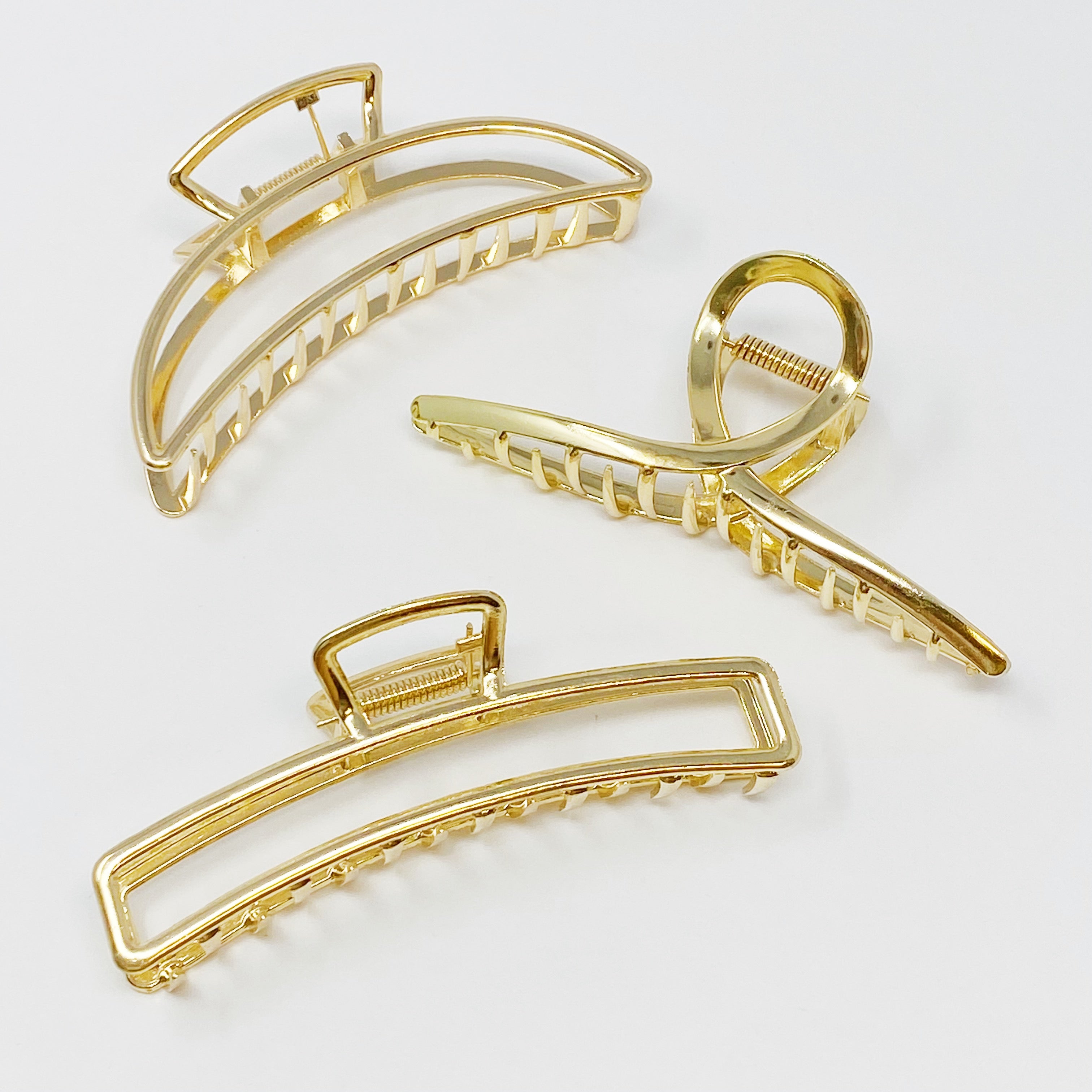 Gold Mine Hair Claw Set Of 3 - close up of individual claw designs