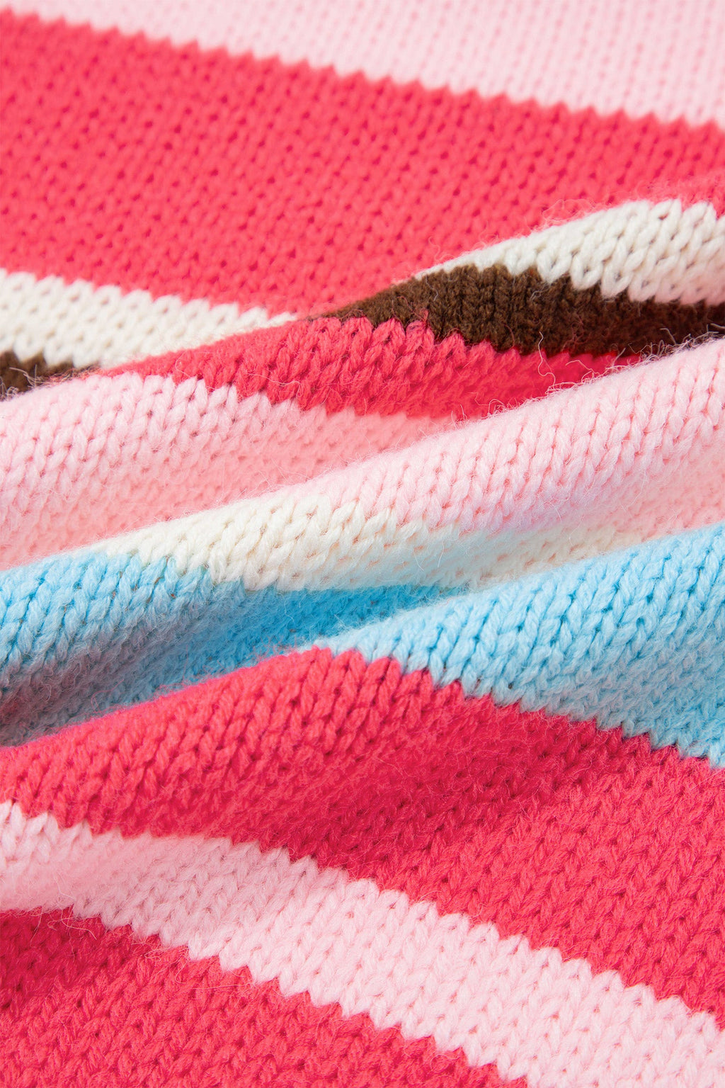 Stripe Colorblock Drop Shoulder Cardigan in pink stripe, back view