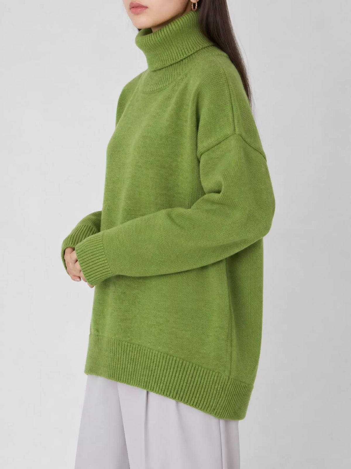 Oversized turtleneck sweater with dropped shoulders - view 50