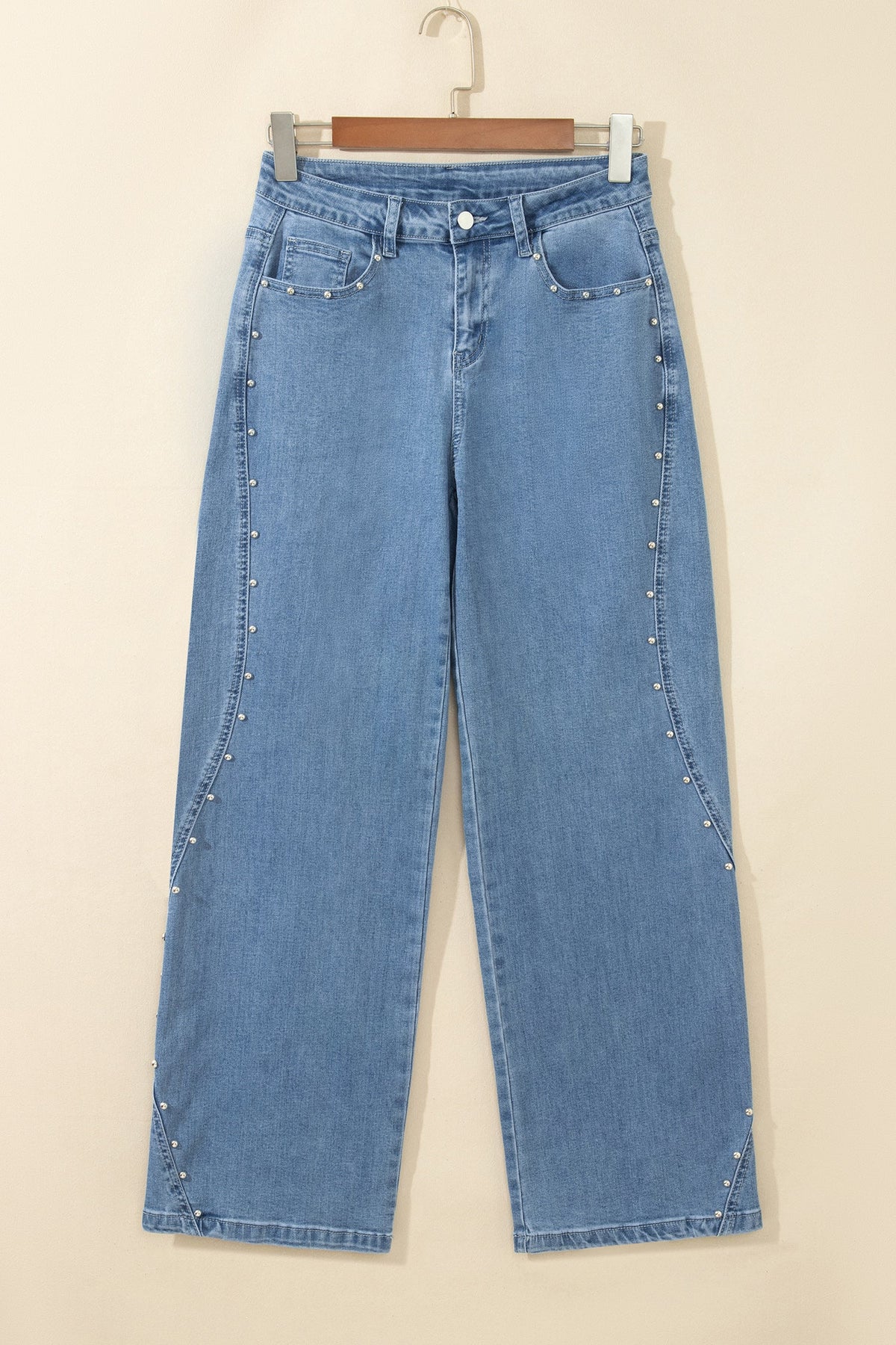Studded Side Seam Ankle Jeans in dusk blue, detail