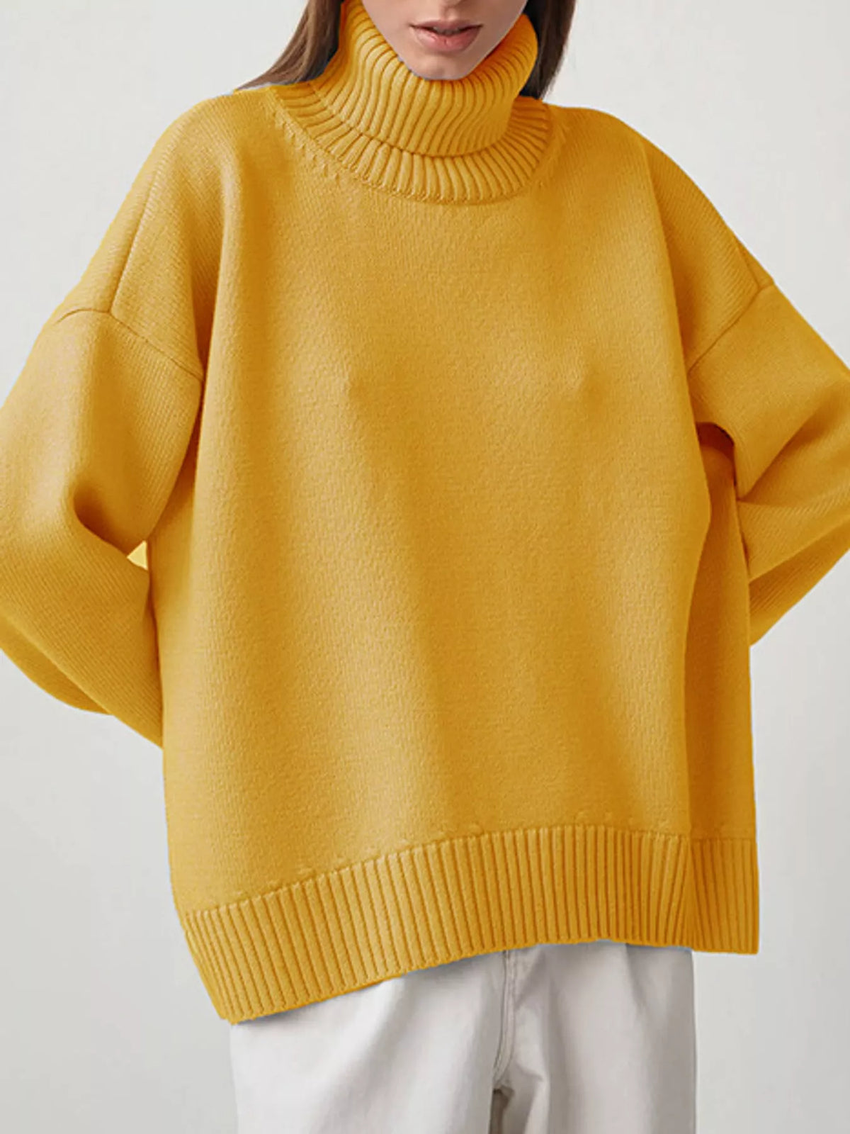 Oversized turtleneck sweater with dropped shoulders - view 29