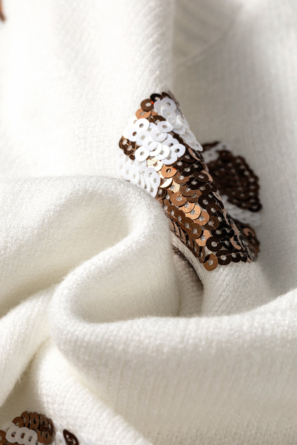 Football Sequin Sweater in beige, back view