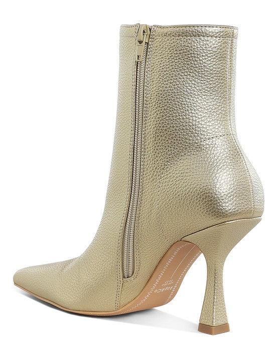 Farnak Metallic Pointed Toe Ankle Boots