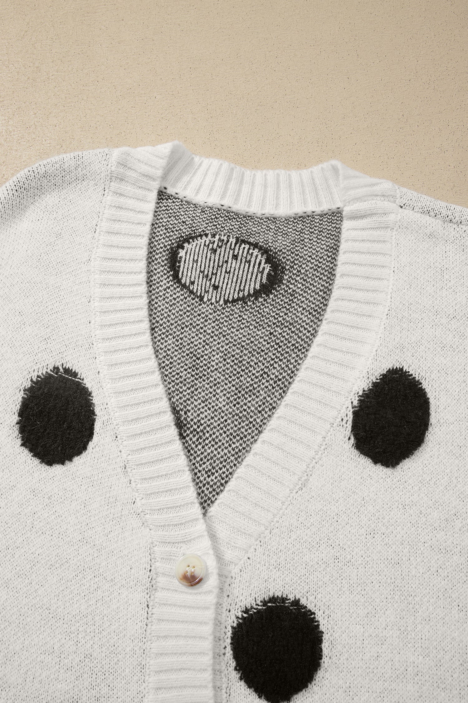 Polka dot cardigan oversized tunic length styled look