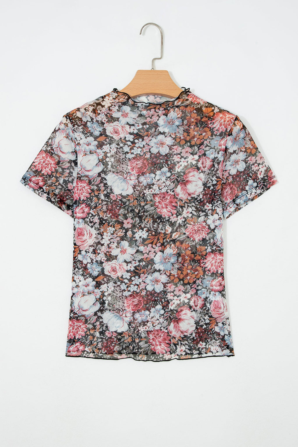 Floral mesh top sheer fabric detail