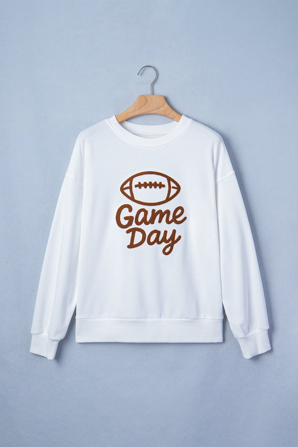 Game day sweatshirt ribbed cuff detail