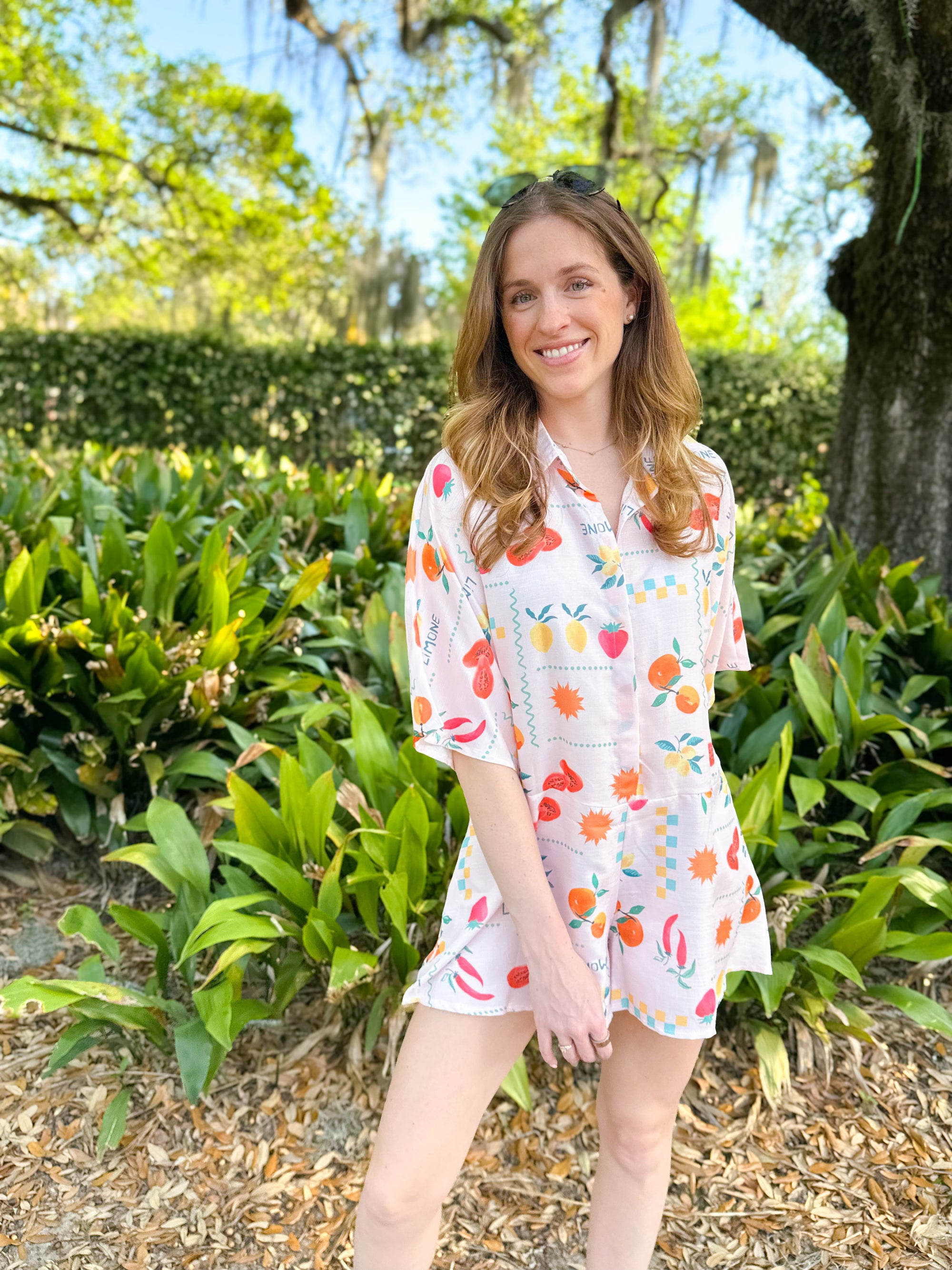 Printed Collared Neck Half Sleeve Romper