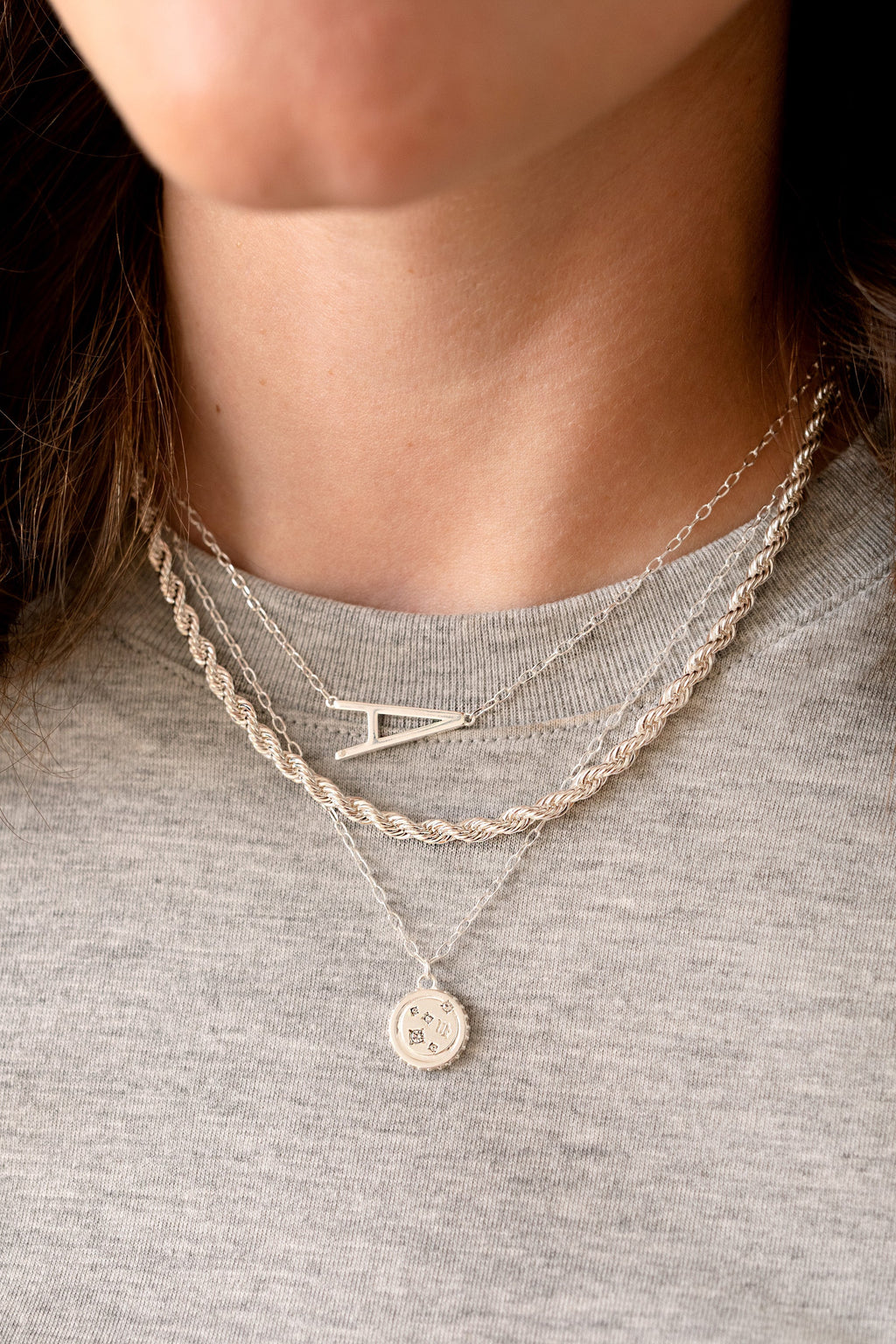 Initial A Precious Elongated Necklace - styled on model