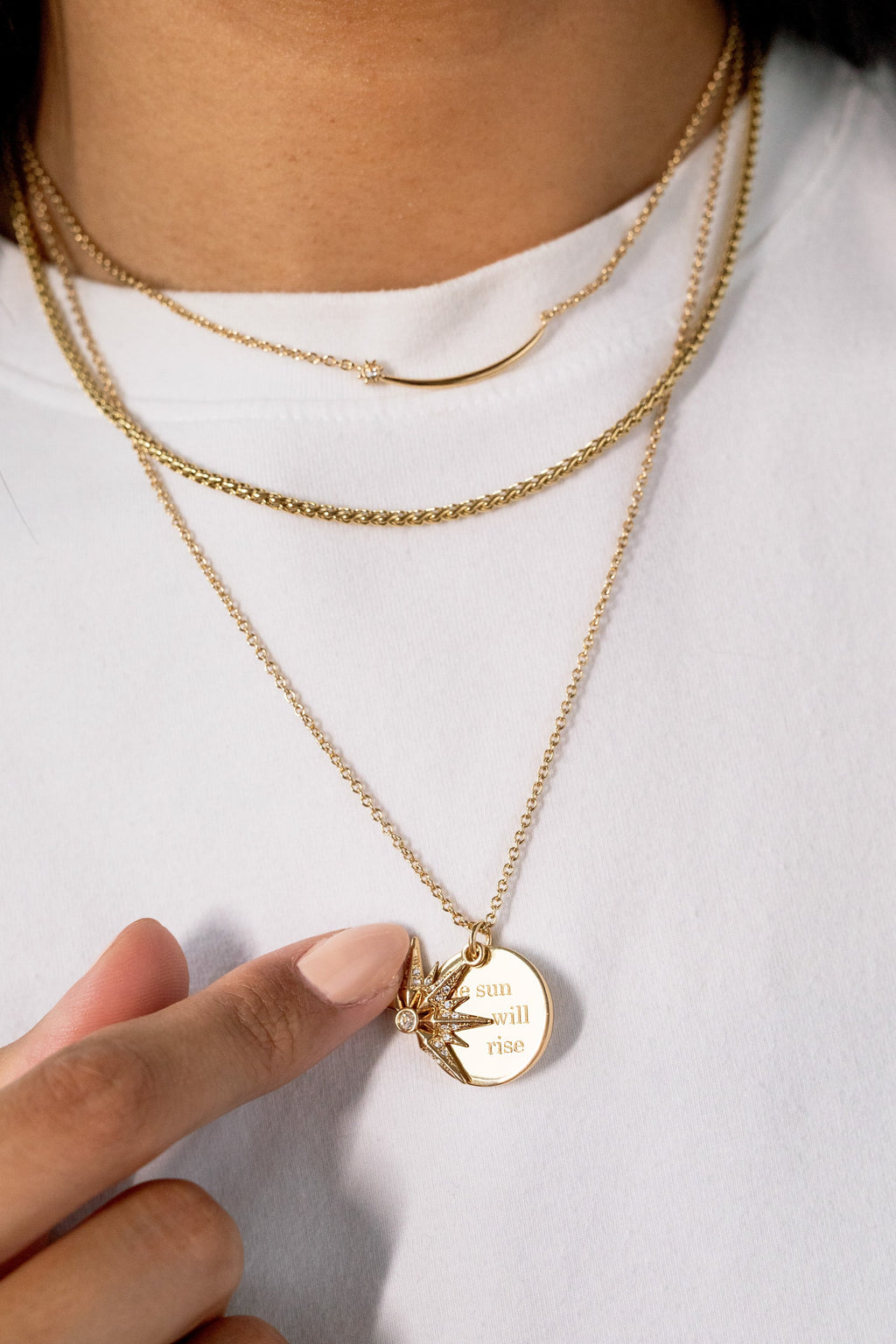 Wheat Chain Charm and Layering Necklace in Stainless Steel Silver