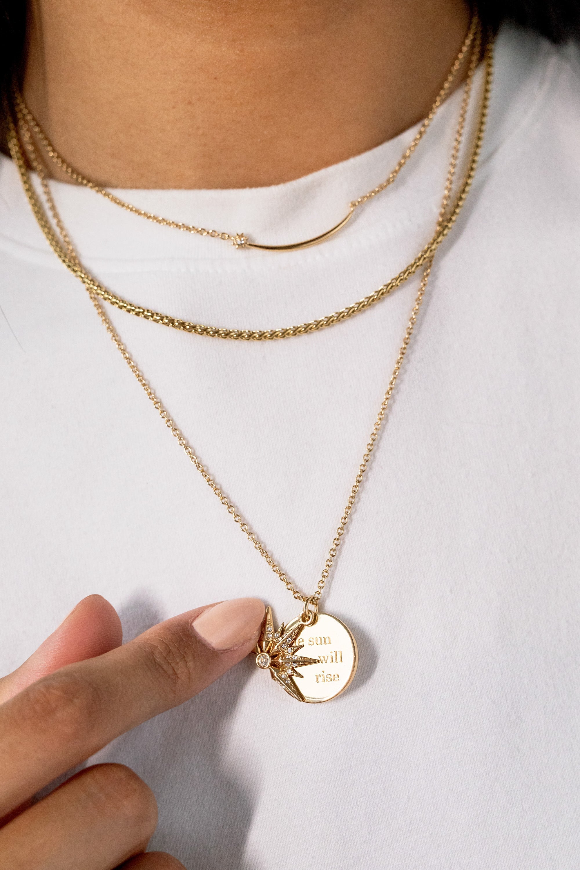Wheat Chain Charm and Layering Necklace in Stainless Steel Silver