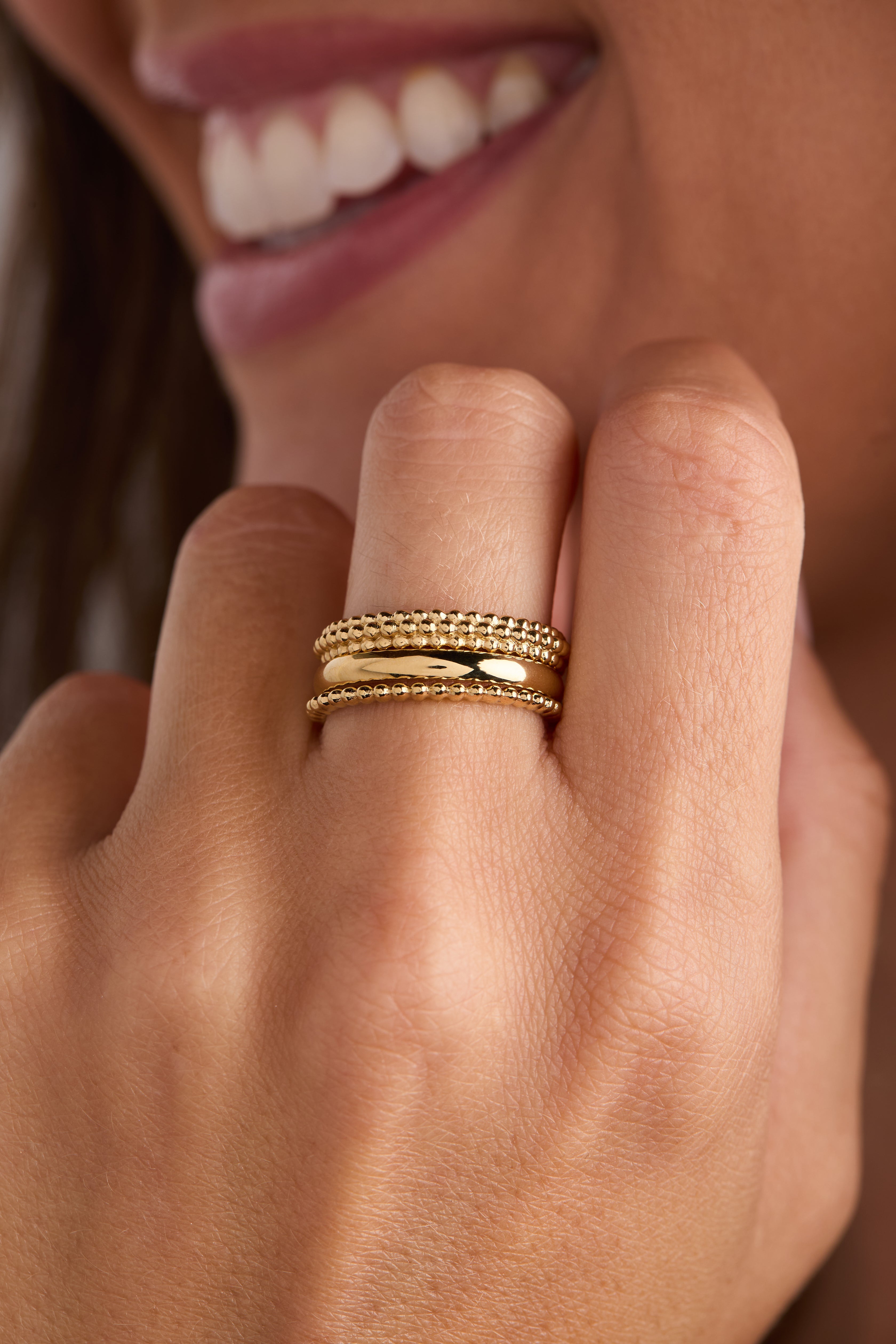 Ball Stacking Ring Set of 3 in Stainless Steel Silver