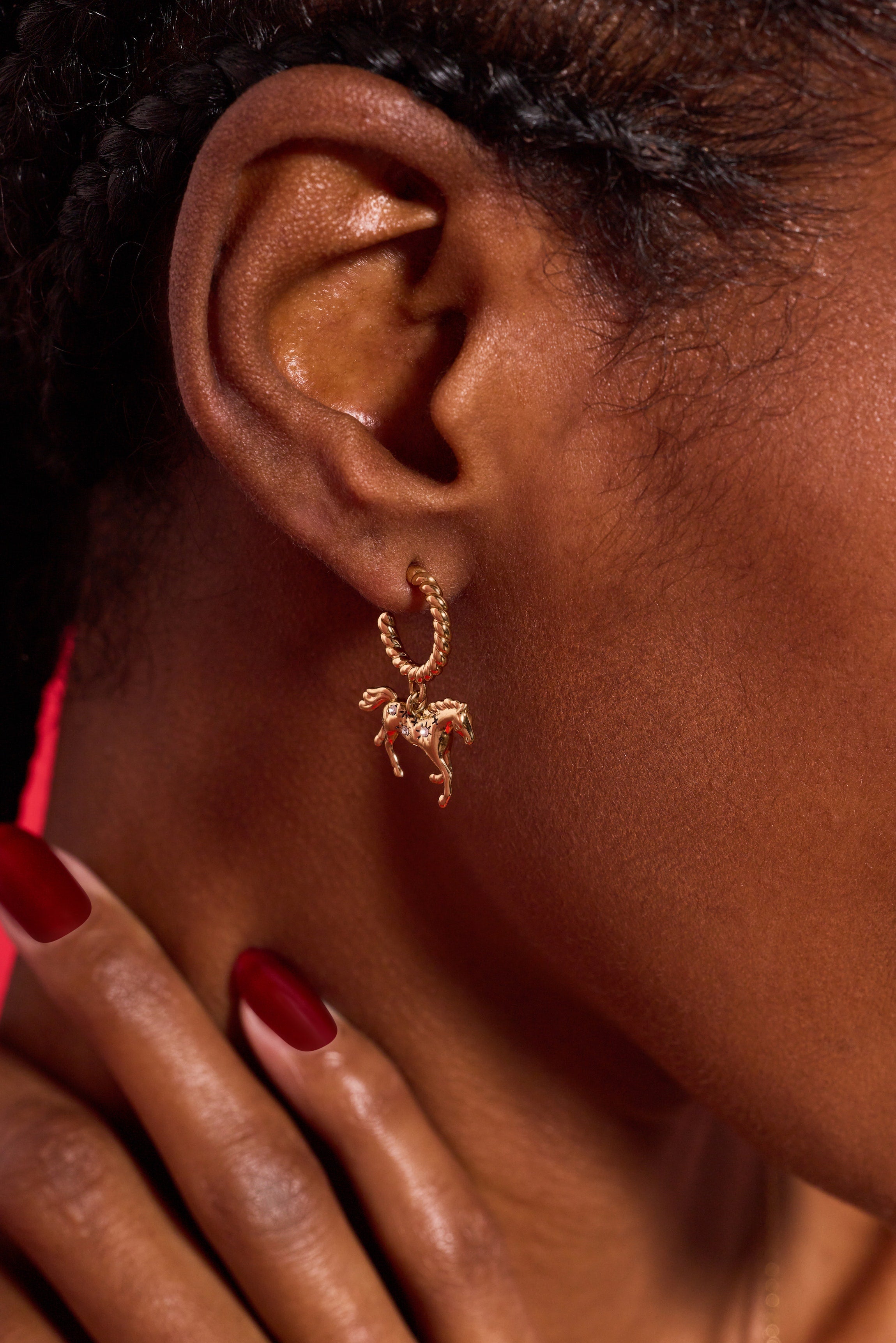 Horse Huggie Hoop Earrings in Silver