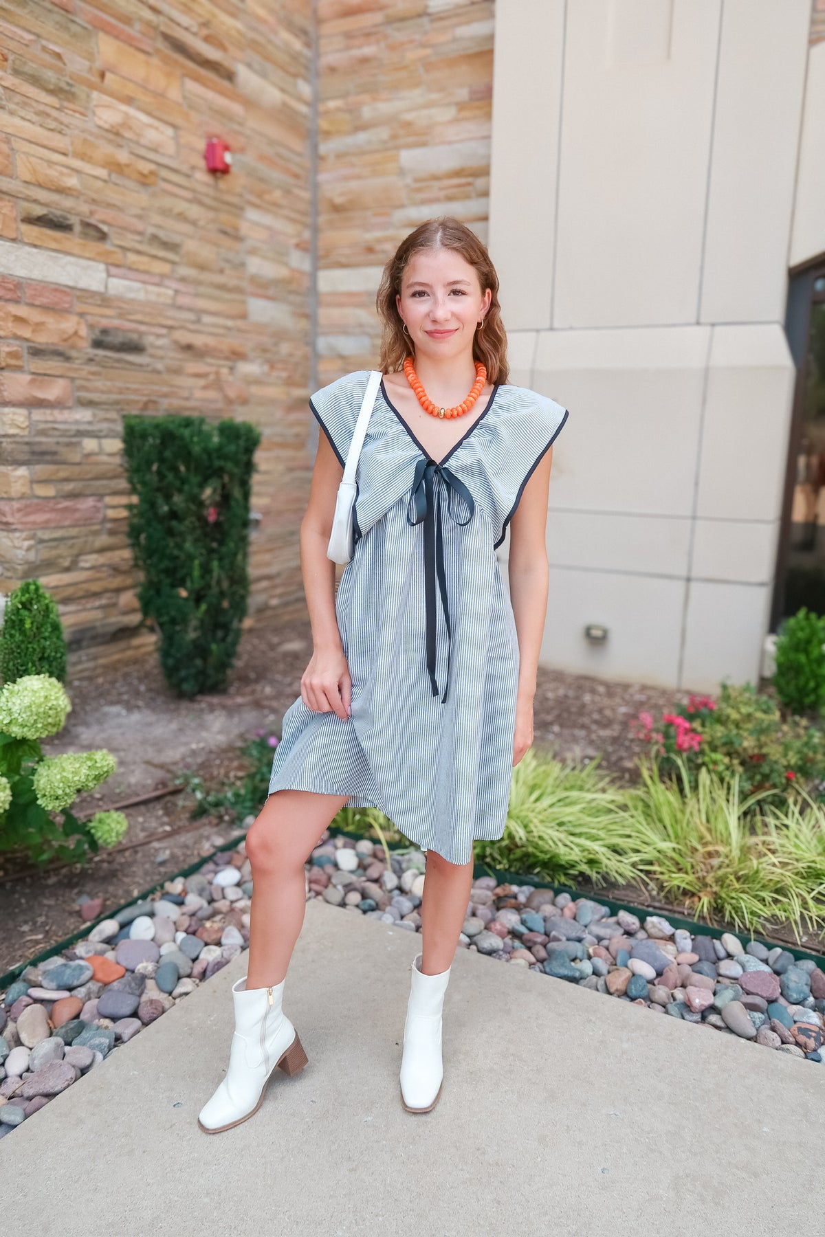 Striped Ruffle Sleeve Mini Dress