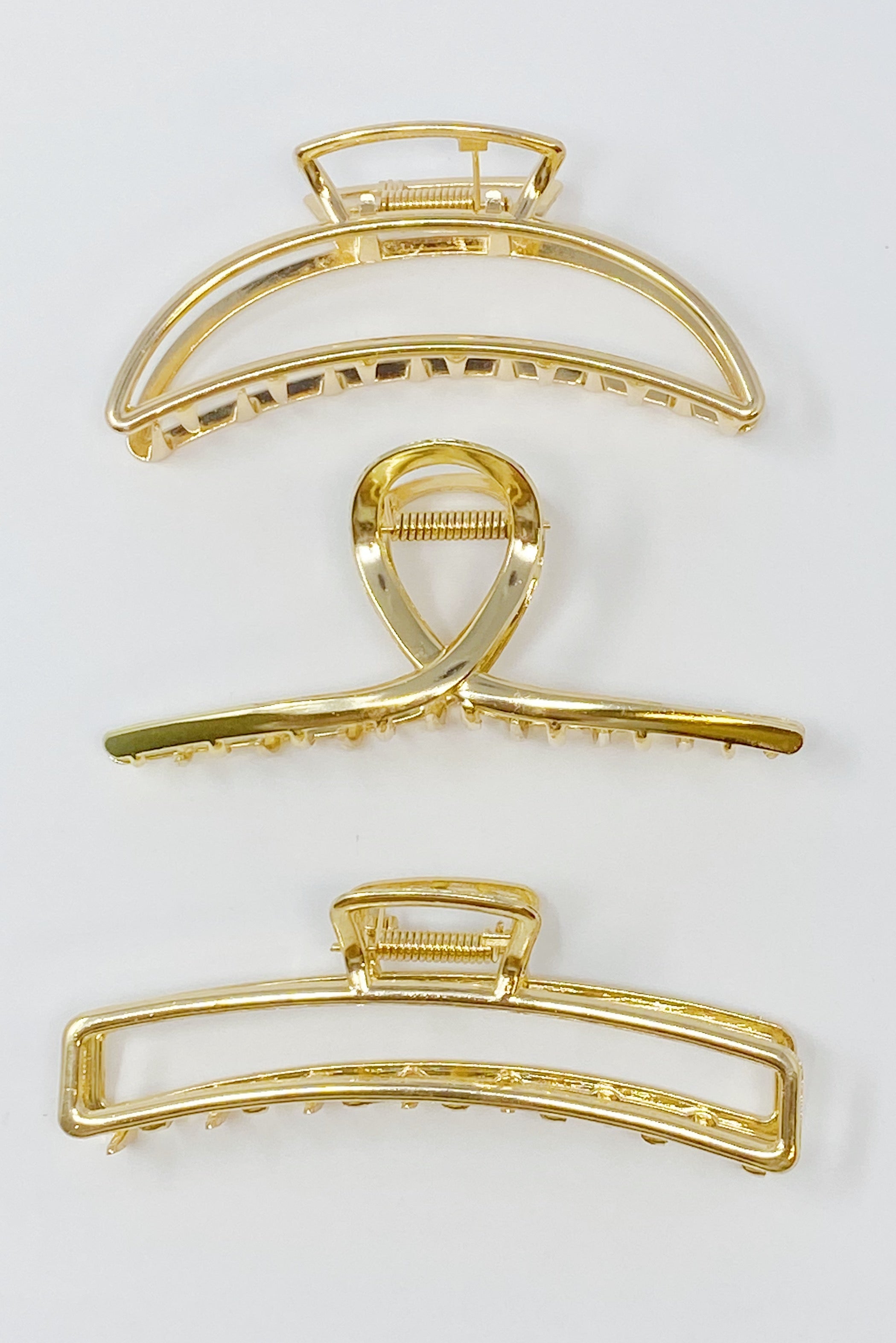 Gold Mine Hair Claw Set Of 3 - styled in hair