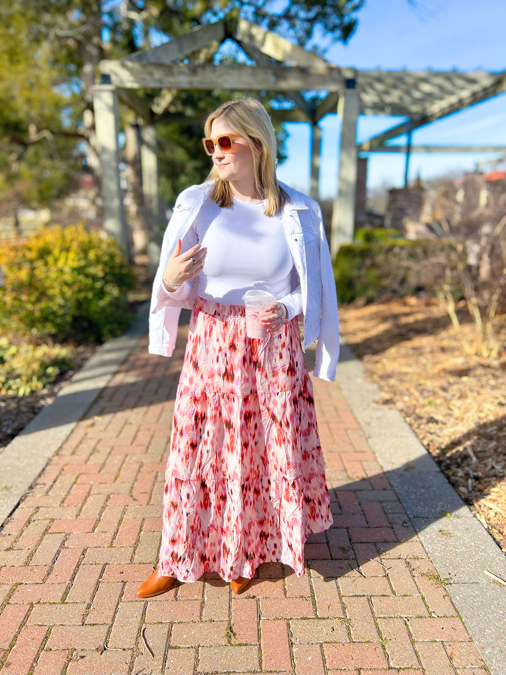 Tiered Printed Elastic Waist Skirt