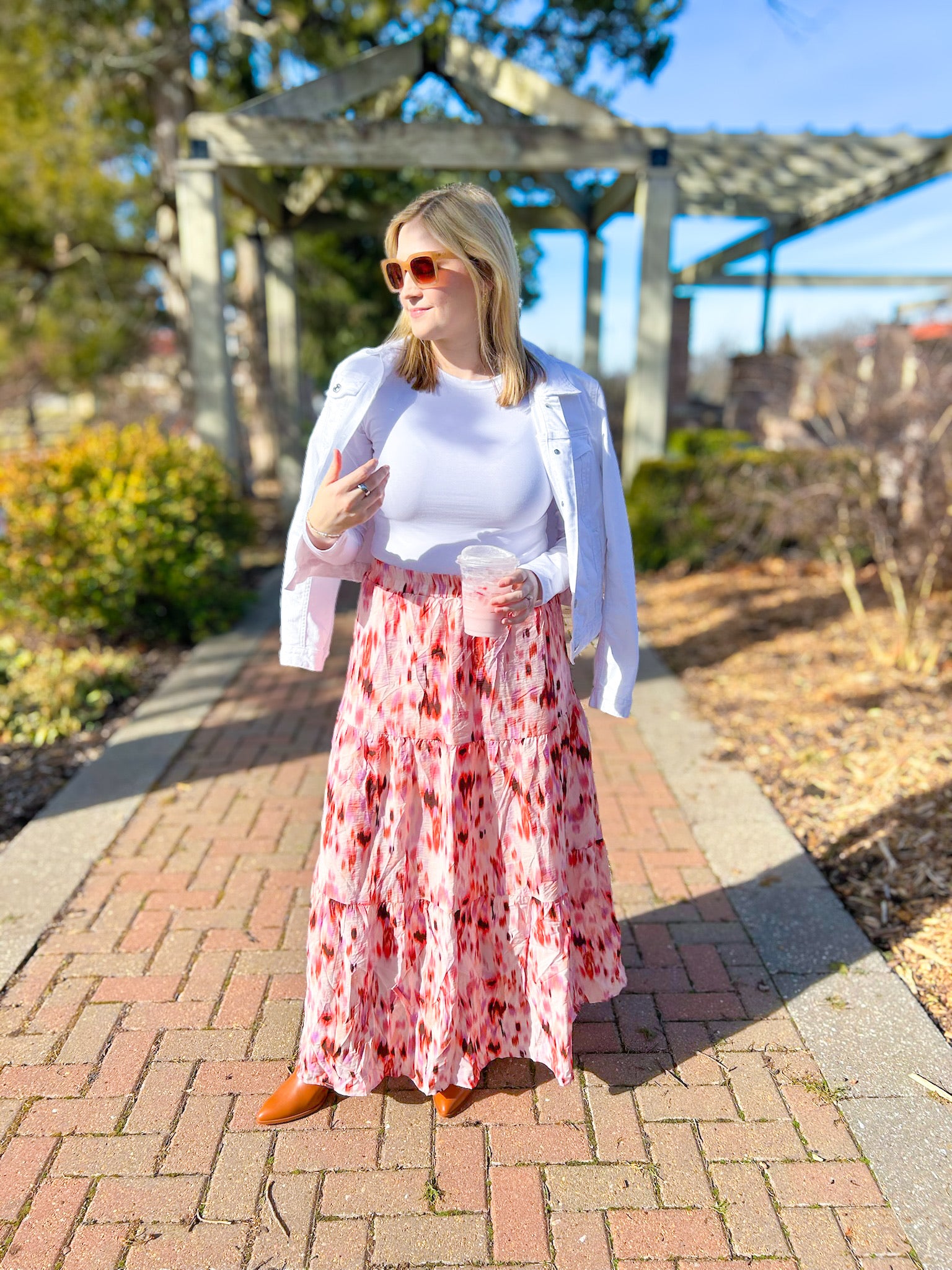 Tiered Printed Elastic Waist Skirt
