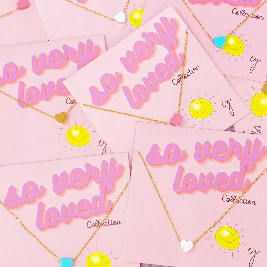 So Very Loved Heart Necklace in Gold - small heart charm on waterproof gold chain
