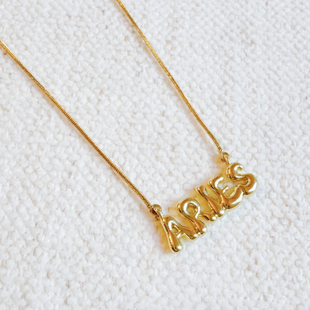Balloon Letter Zodiac Necklace - layered with other necklaces