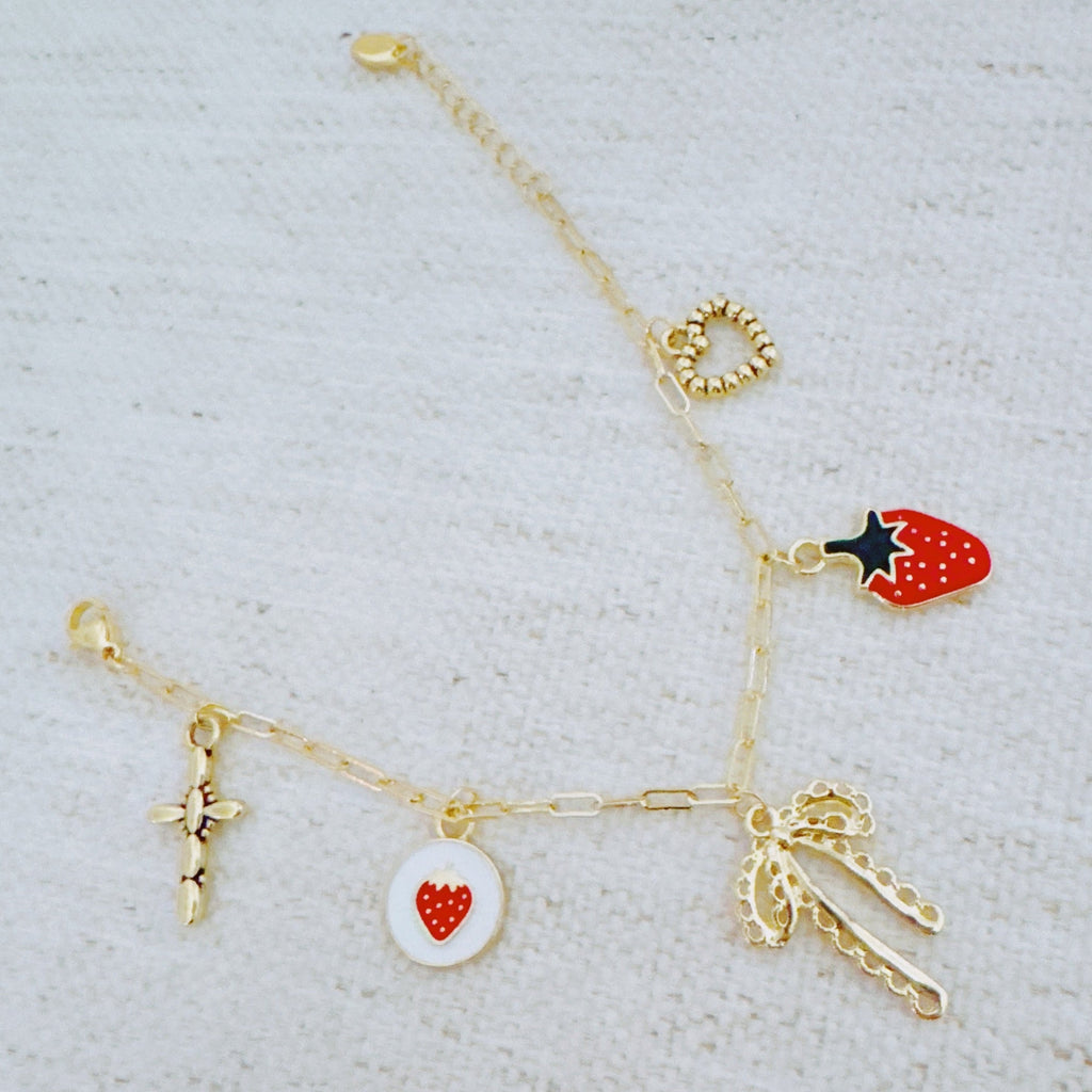 Berry Cute Charm Bracelet - stacked with other bracelets