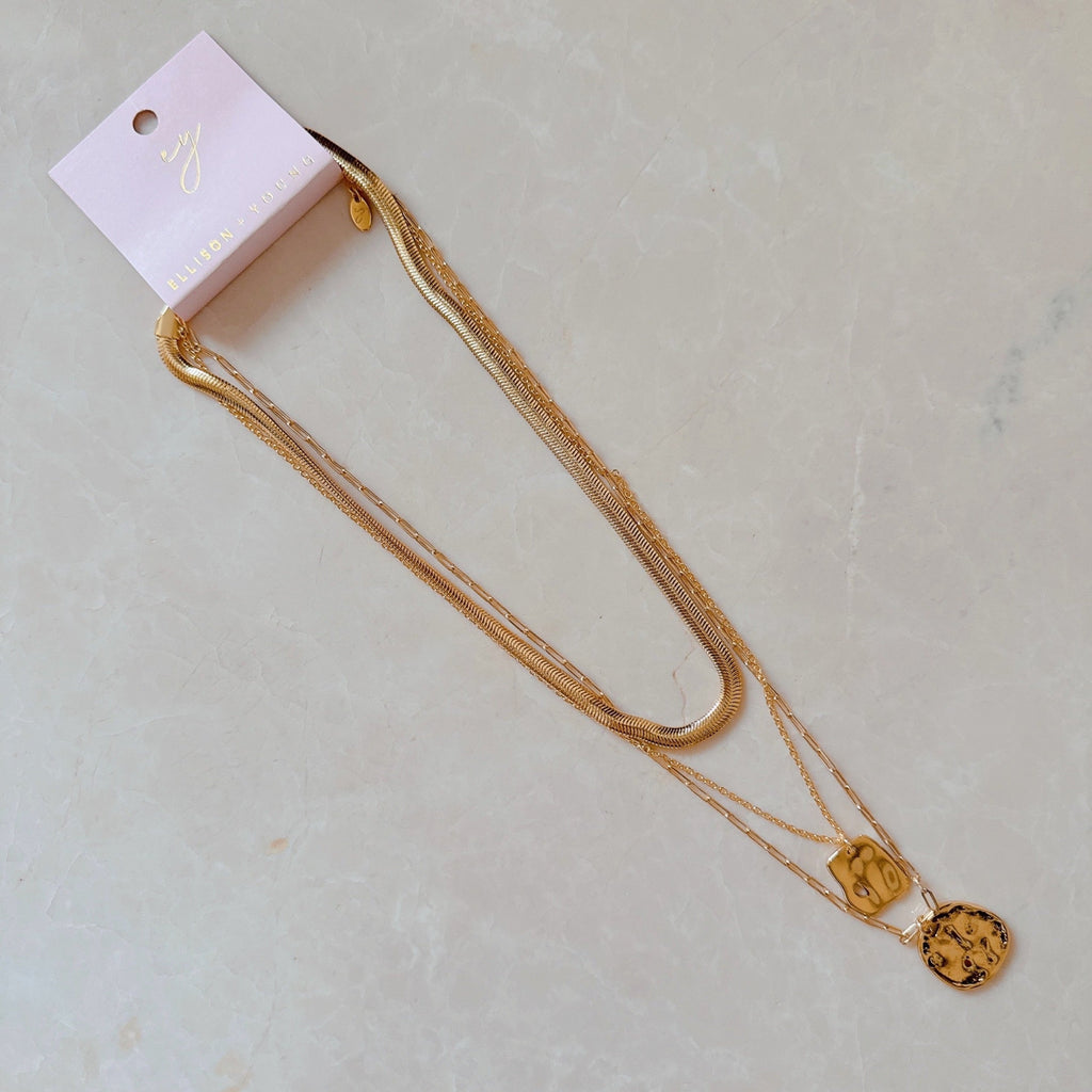 Boho Romantic Layered Necklace - flat lay view