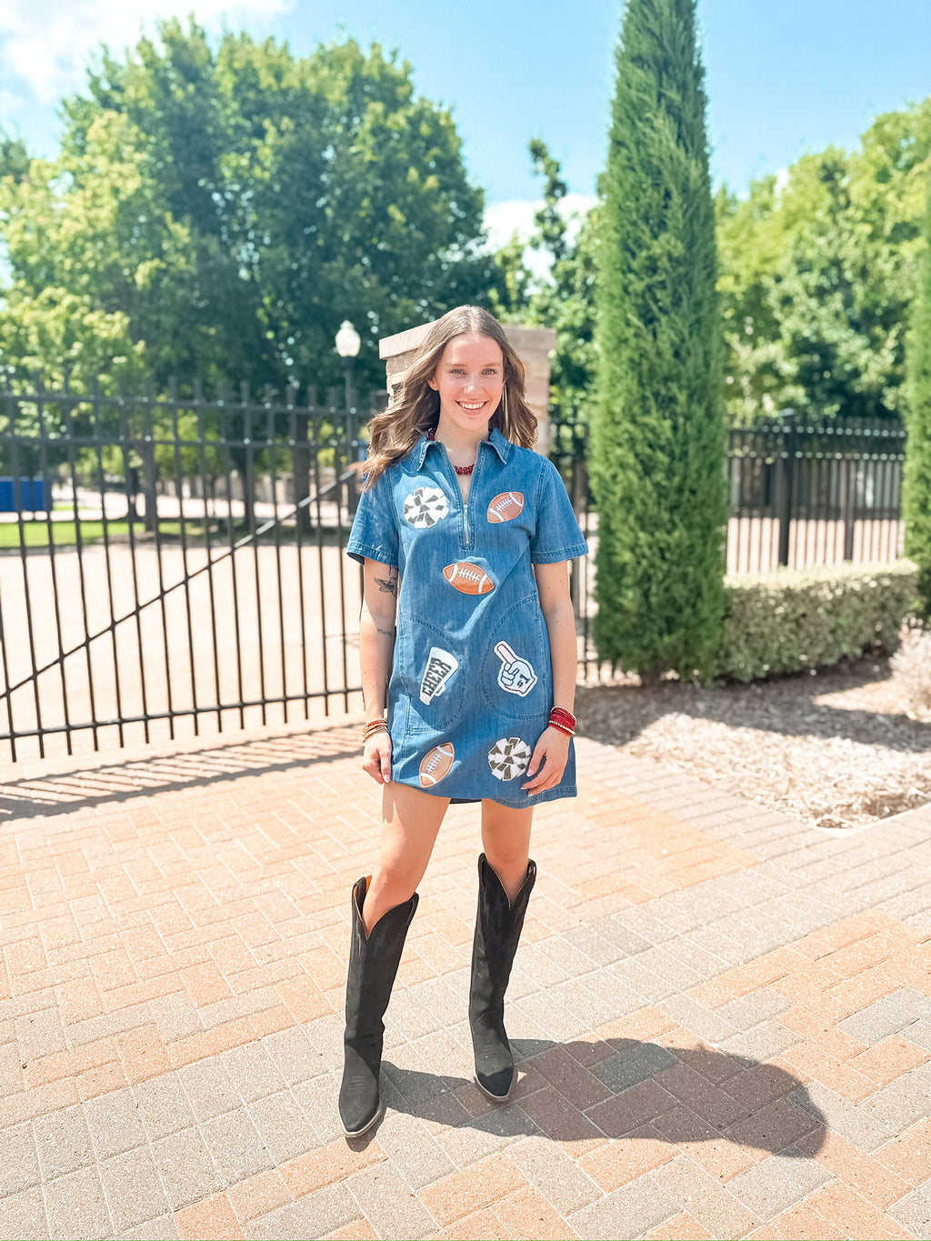 Sequin Football Game Day Denim Mini Dress