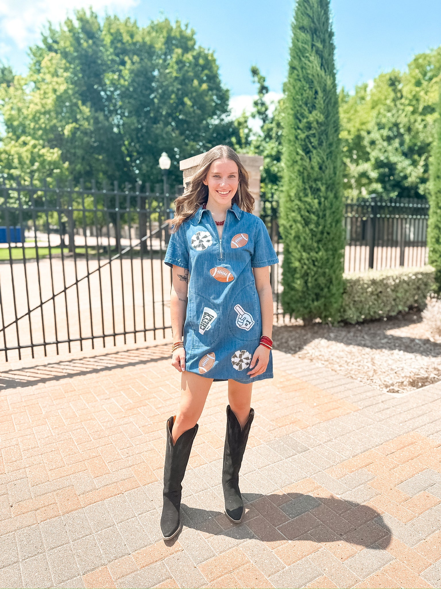 Sequin Football Game Day Denim Mini Dress