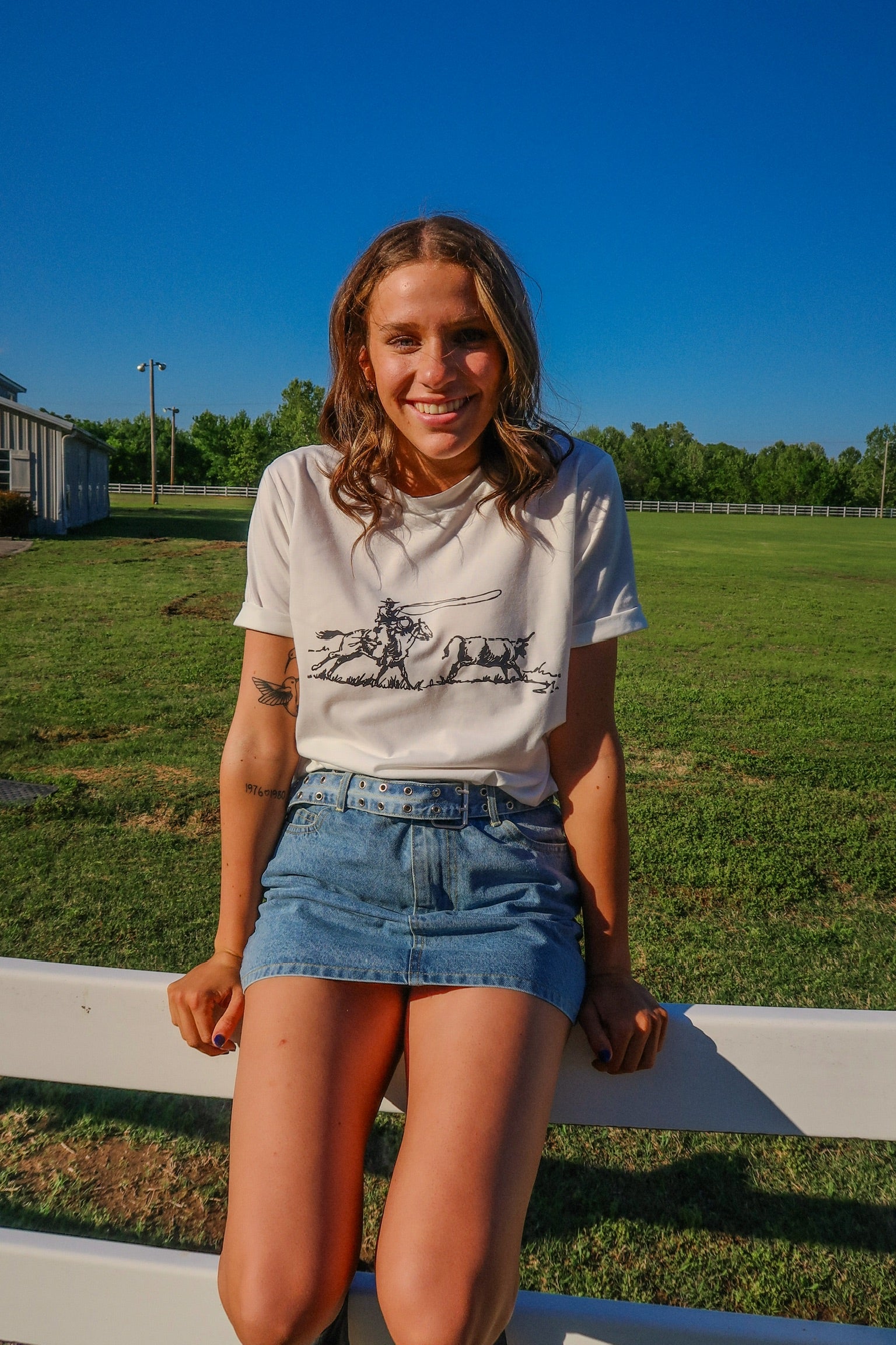 Western Rodeo Graphic Round Neck T Shirt