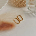Avery Gold Hoops - rectangle paperclip huggie hoops, view 1