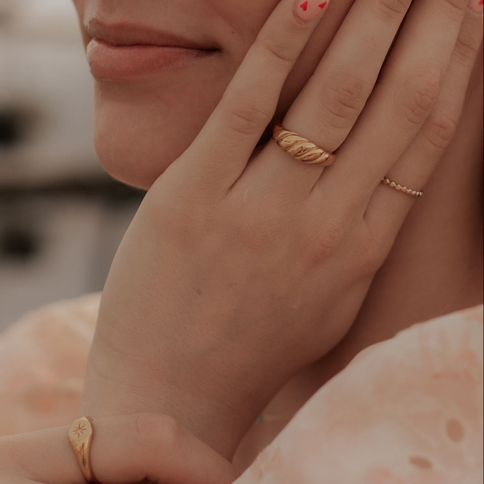 Wren Twist Ring - minimalist stainless steel stacking ring, view 6