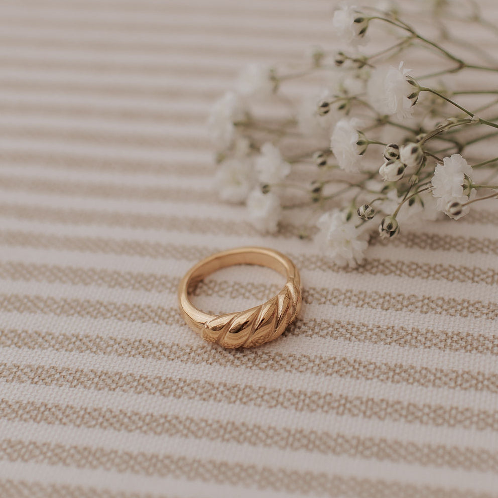 Wren Twist Ring - minimalist stainless steel stacking ring, view 1