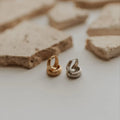 Rue Brushed Hoops - chunky brushed huggie hoops, view 1